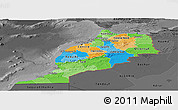 Political Panoramic Map of Morocco, darken, desaturated
