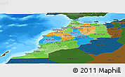 Political Panoramic Map of Morocco, darken, land only