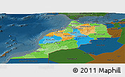 Political Panoramic Map of Morocco, darken
