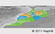 Political Panoramic Map of Morocco, desaturated
