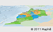 Political Panoramic Map of Morocco, lighten
