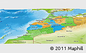 Political Panoramic Map of Morocco, physical outside