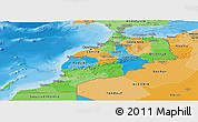 Political Panoramic Map of Morocco, political shades outside