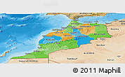 Political Panoramic Map of Morocco, satellite outside, bathymetry sea