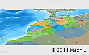 Political Panoramic Map of Morocco, semi-desaturated, land only