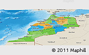 Political Panoramic Map of Morocco, shaded relief outside