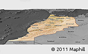 Satellite Panoramic Map of Morocco, darken, desaturated