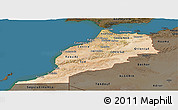 Satellite Panoramic Map of Morocco, darken, land only