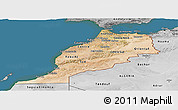 Satellite Panoramic Map of Morocco, desaturated, land only