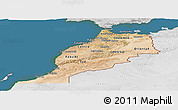 Satellite Panoramic Map of Morocco, lighten, desaturated, land only