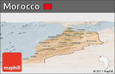 Satellite Panoramic Map of Morocco, lighten