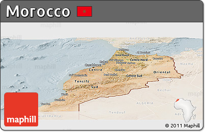 Satellite Panoramic Map of Morocco, lighten