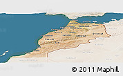 Satellite Panoramic Map of Morocco, lighten, land only