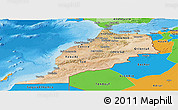 Satellite Panoramic Map of Morocco, political outside