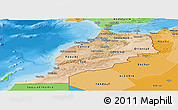 Satellite Panoramic Map of Morocco, political shades outside