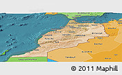 Satellite Panoramic Map of Morocco, political shades outside, satellite sea