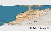 Satellite Panoramic Map of Morocco, semi-desaturated, land only