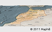 Satellite Panoramic Map of Morocco, semi-desaturated