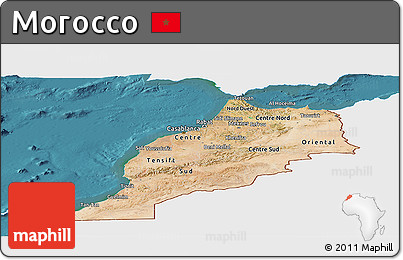 Satellite Panoramic Map of Morocco, single color outside