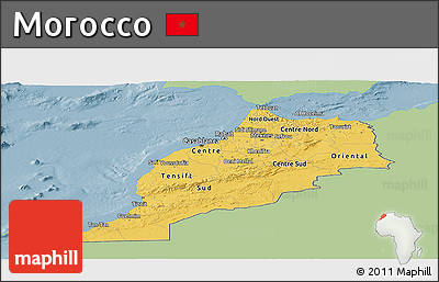 Savanna Style Panoramic Map of Morocco, single color outside