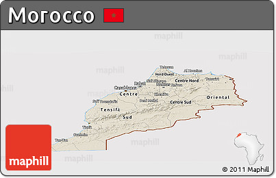 Shaded Relief Panoramic Map of Morocco, cropped outside