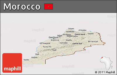 Shaded Relief Panoramic Map of Morocco, cropped outside