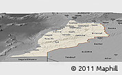 Shaded Relief Panoramic Map of Morocco, darken, desaturated