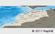Shaded Relief Panoramic Map of Morocco, darken, land only