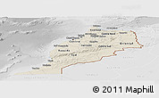 Shaded Relief Panoramic Map of Morocco, lighten, desaturated