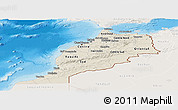 Shaded Relief Panoramic Map of Morocco, lighten, land only
