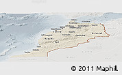 Shaded Relief Panoramic Map of Morocco, lighten, semi-desaturated