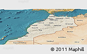 Shaded Relief Panoramic Map of Morocco, satellite outside