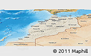 Shaded Relief Panoramic Map of Morocco, satellite outside, shaded relief sea