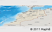 Shaded Relief Panoramic Map of Morocco, semi-desaturated, land only