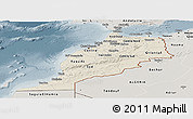 Shaded Relief Panoramic Map of Morocco, semi-desaturated