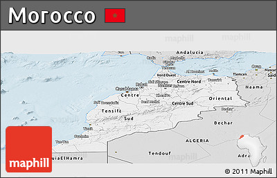Silver Style Panoramic Map of Morocco