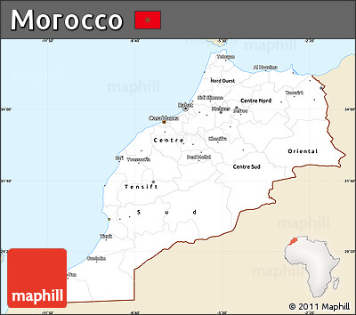 Classic Style Simple Map of Morocco, single color outside
