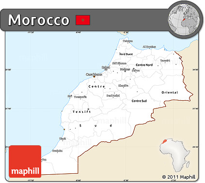 Classic Style Simple Map of Morocco, single color outside