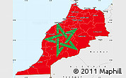 Flag Simple Map of Morocco, single color outside, borders and labels, flag aligned to the middle