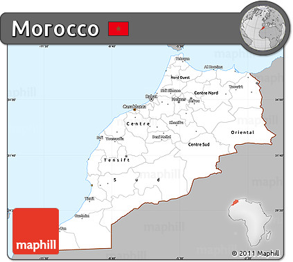 Gray Simple Map of Morocco, single color outside