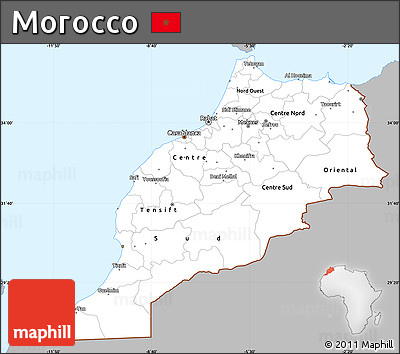 Gray Simple Map of Morocco, single color outside
