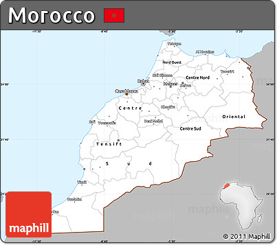 Gray Simple Map of Morocco, single color outside