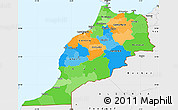 Political Simple Map of Morocco, single color outside, borders and labels