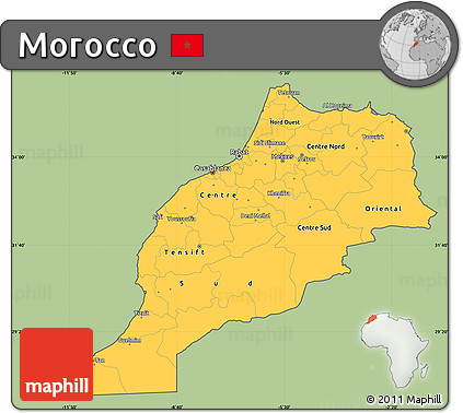 Savanna Style Simple Map of Morocco, cropped outside