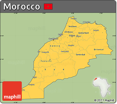 Savanna Style Simple Map of Morocco, cropped outside
