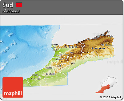 Physical 3D Map of Sud, single color outside