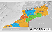 Political 3D Map of Sud, lighten, desaturated