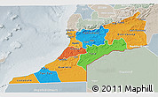 Political 3D Map of Sud, lighten, semi-desaturated