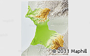 Physical 3D Map of Agadir, lighten, semi-desaturated