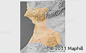 Satellite 3D Map of Agadir, desaturated